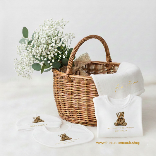 Baby gift set teddy bear design by the Custom Company UK