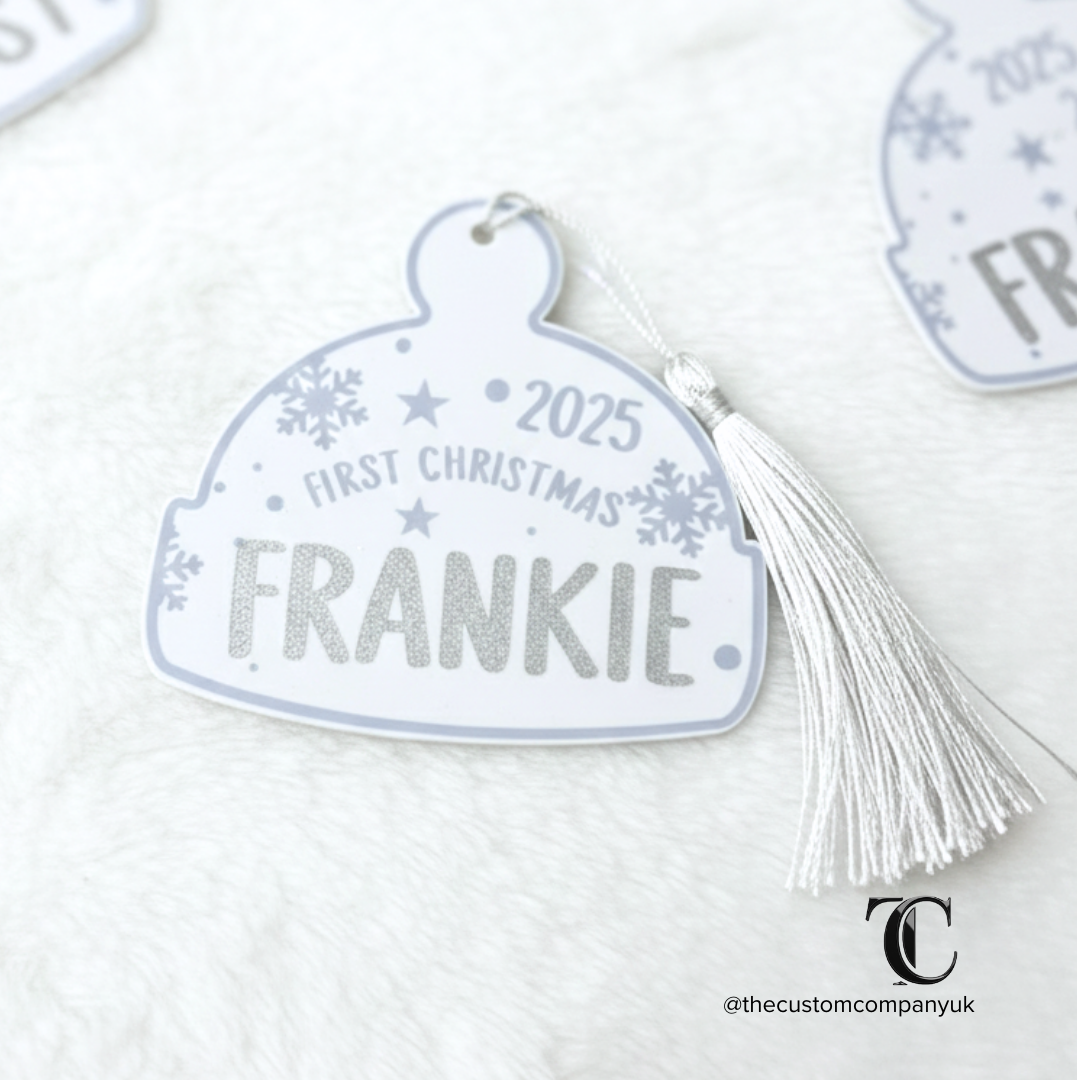 Personalised Bobble Hat Acrylic Hanging Ornamet