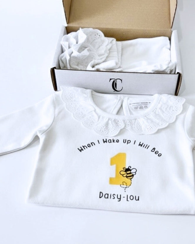 Personalised First Birthday Pyjamas | Bumble Bee Design