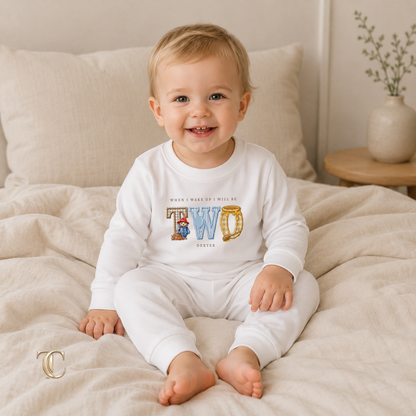 Personalised Children’s Pyjamas |Paddington Bear Birthday Embroidered Appliqué Design