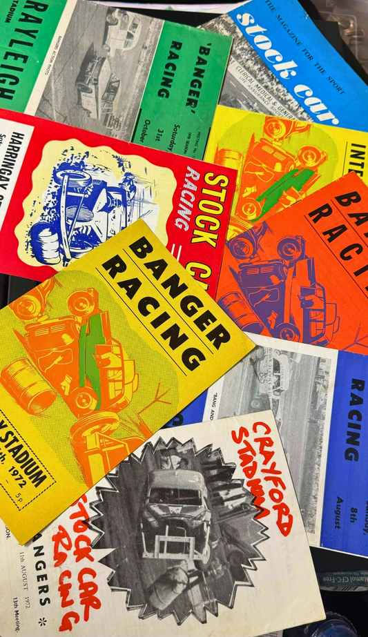 Collection of vintage stock car racing posters combined into a premium artwork print.