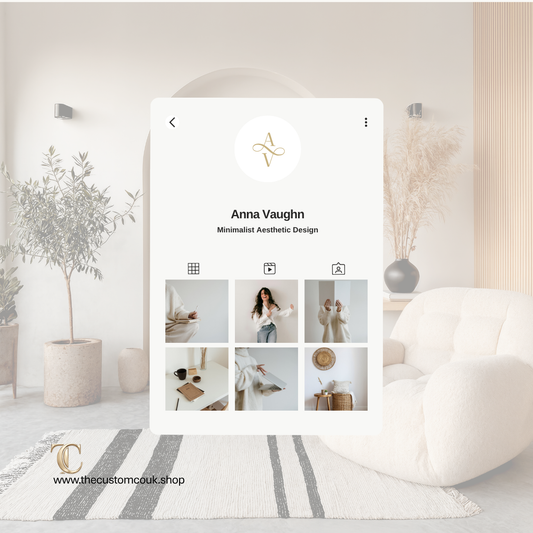Custom Canva Instagram Starter Kit by The Custom Company UK featuring branded Instagram post, story, reel cover and highlight cover templates.