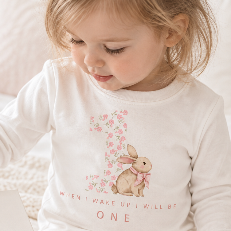 Personalised First Birthday Pyjamas | Floral Bunny Design
