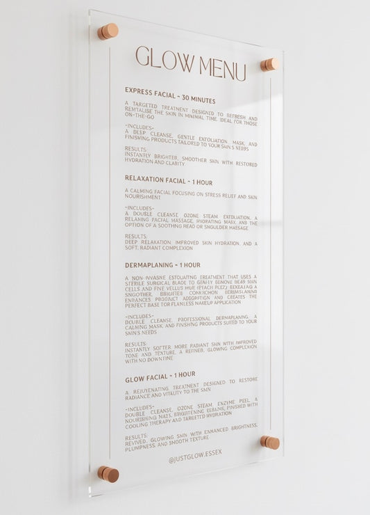Custom Signage Display – Treatment List / Menu