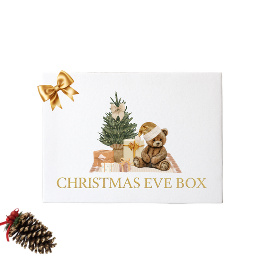 Personalised Girls Christmas Eve Box - Teddy Gold Santa Hat