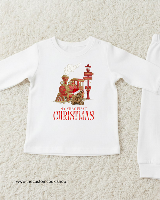 My First Christmas Personalised Baby Pyjama’s - White