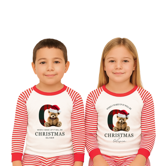 Personalised Family Matching Christmas Pyjama’s - Red Stripes