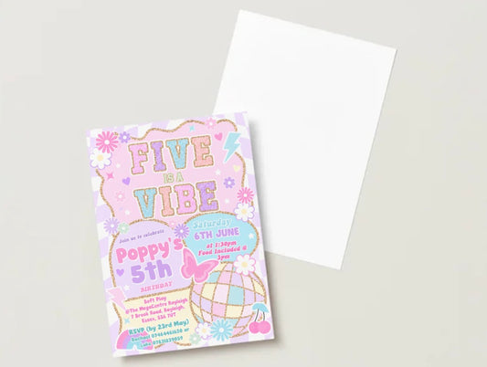 Five is a Vibe Birthday Invitations | Personalised Printed Invites