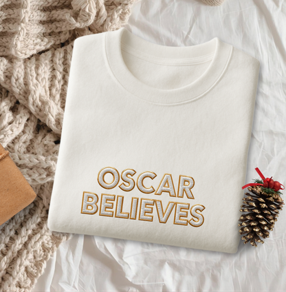 Children’s Christmas Believes T-Shirt - Faux Embroidery 3D Print