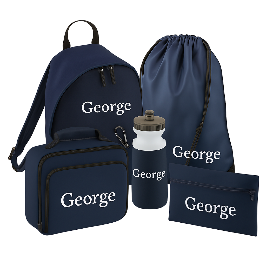 Custom Kids’ Backpack Set | Name-Printed Lunch Bag & Pencil Case | Back-to-School Gift