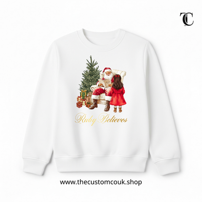 Customisable Christmas Sweater - Visiting Santa | Girls & Boys