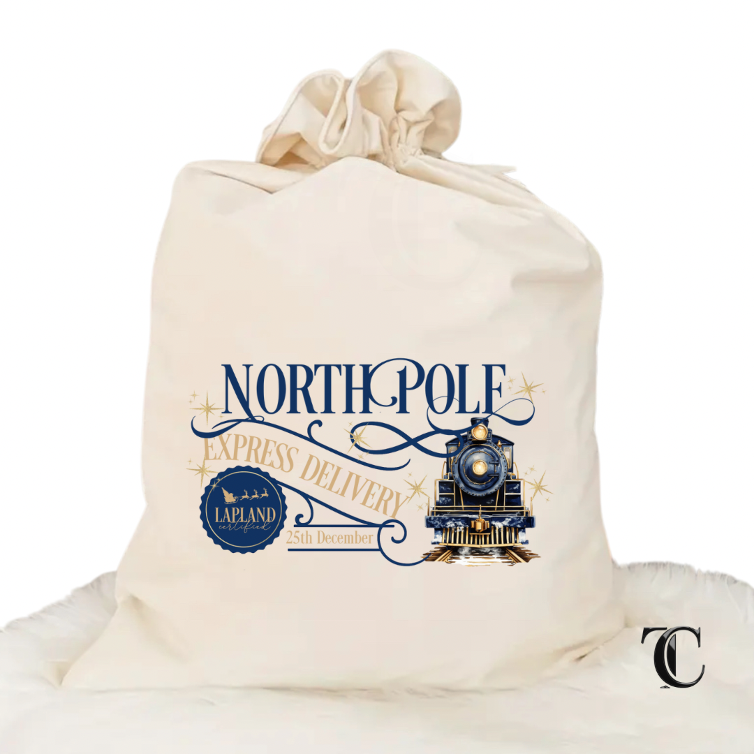 Personalised Christmas Velvet Santa Sack - North Pole Express