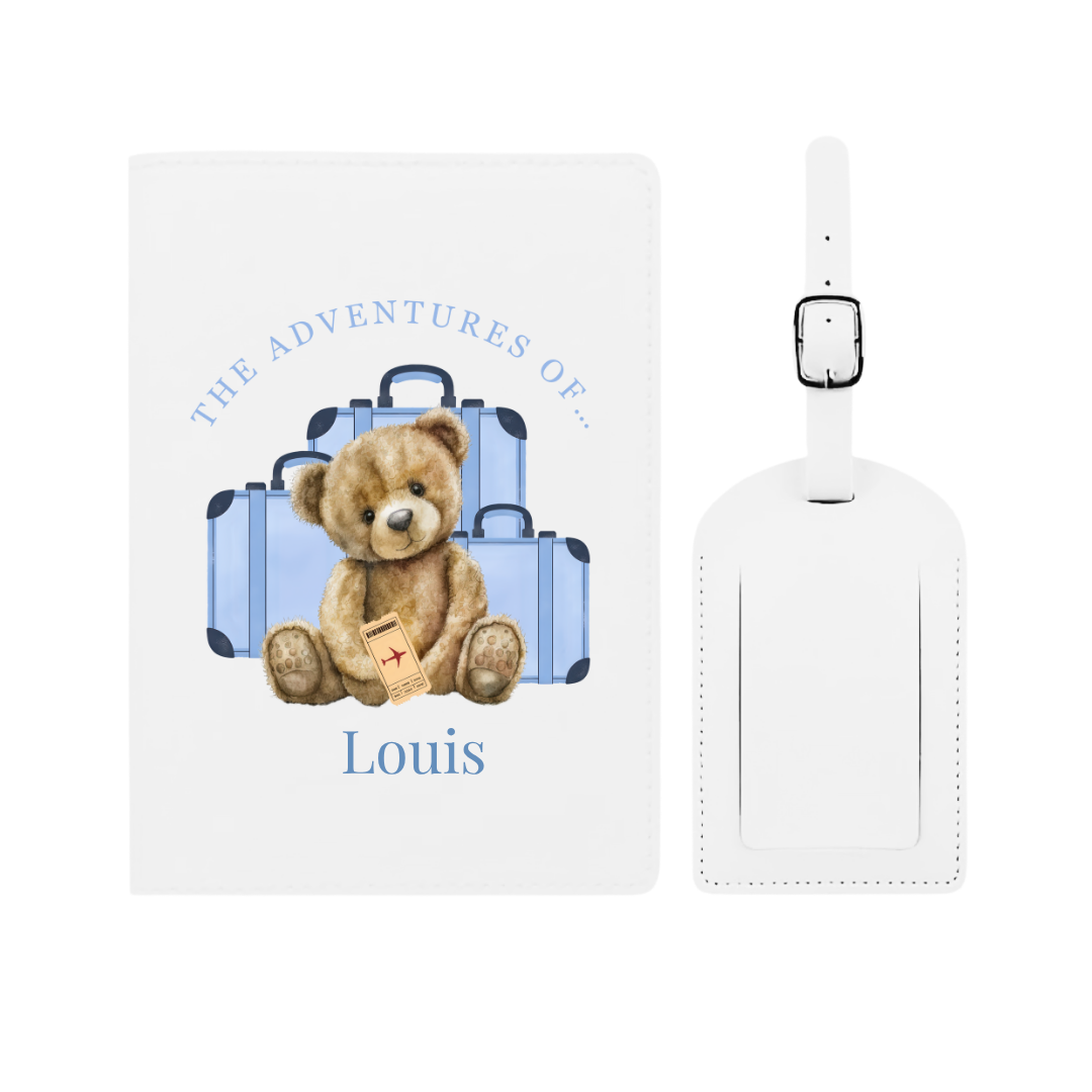Kids Personalised Passport & Luggage Tag Travel Set - Adventures Of A Bear