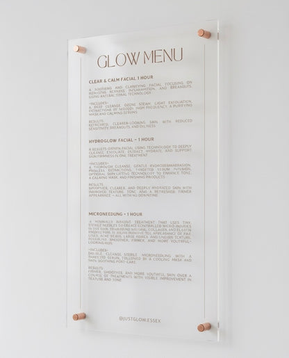 Custom Signage Display – Treatment List / Menu