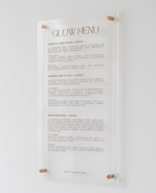 Custom Signage Display – Treatment List / Menu