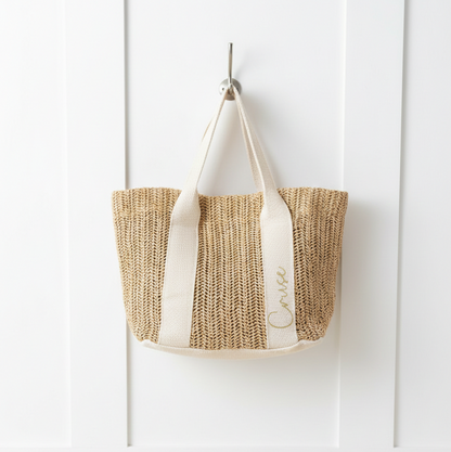 Personalised Straw Mini Tote Bag