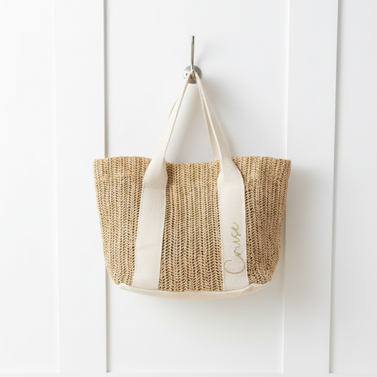 Personalised Straw Mini Tote Bag