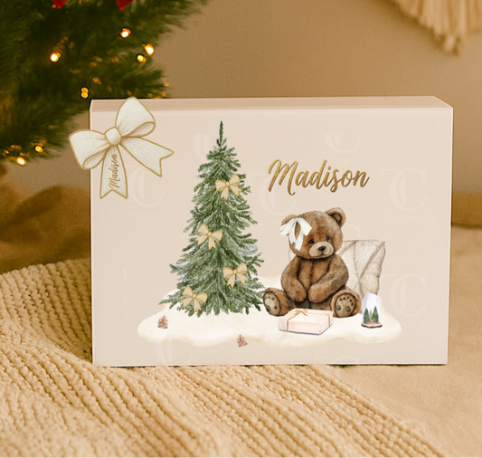 Personalised Christmas Eve Box | Teddy Bear Bow