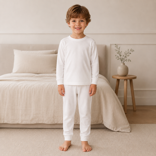 Children’s Plain White Pyjamas | Custom