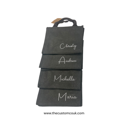 Personalised Mini Jute Gift Bag | Custom Name Tote | Party Favour Bag