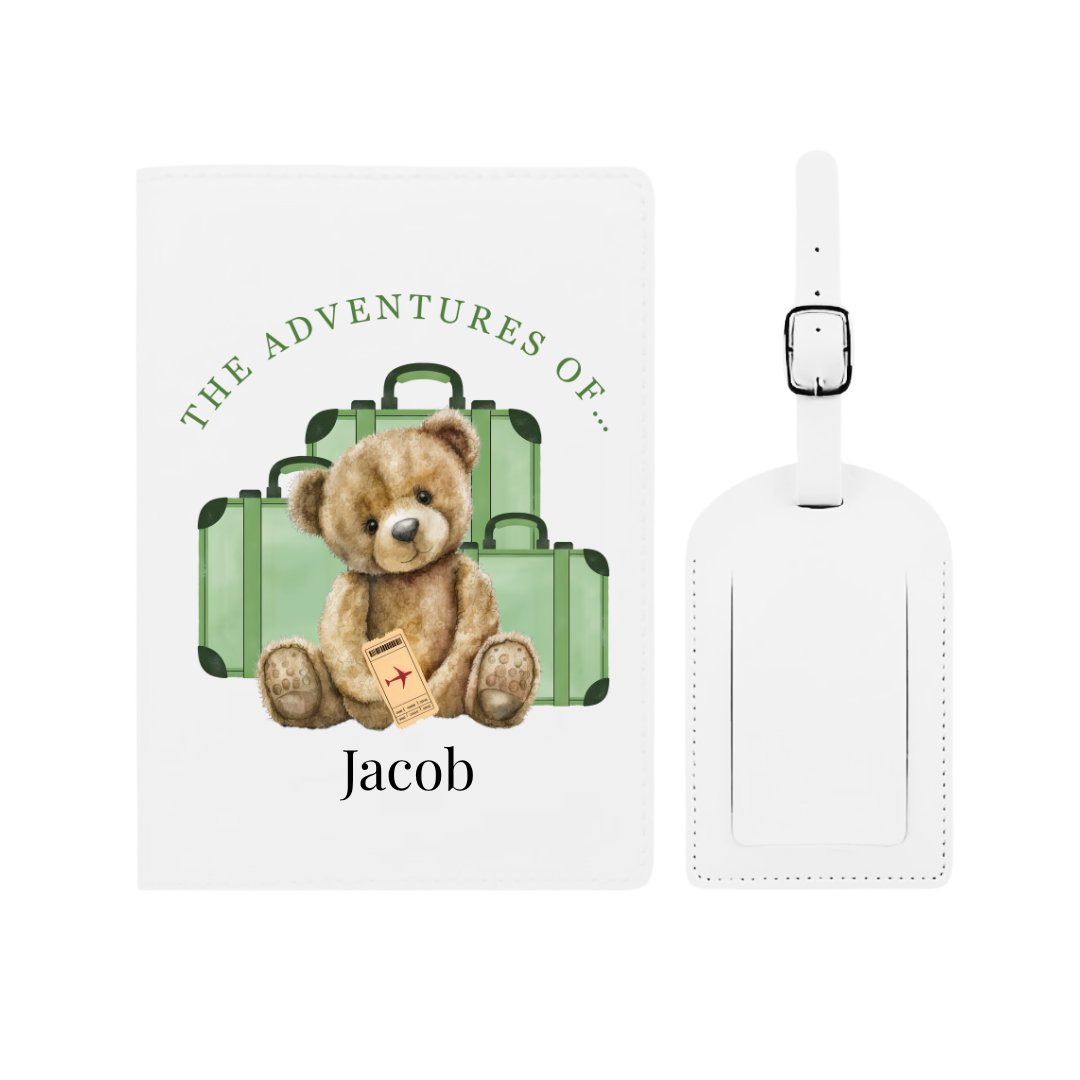 Kids Personalised Passport & Luggage Tag Travel Set - Adventures Of A Bear