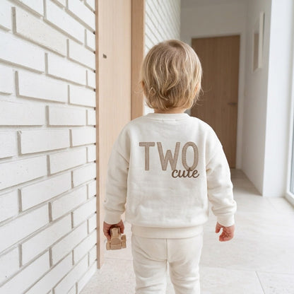 “TWO Cute” Birthday Sweater |Faux Embroidery