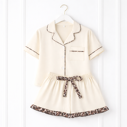 Personalised Adult Pyjama Shorts Set | Leopard Print