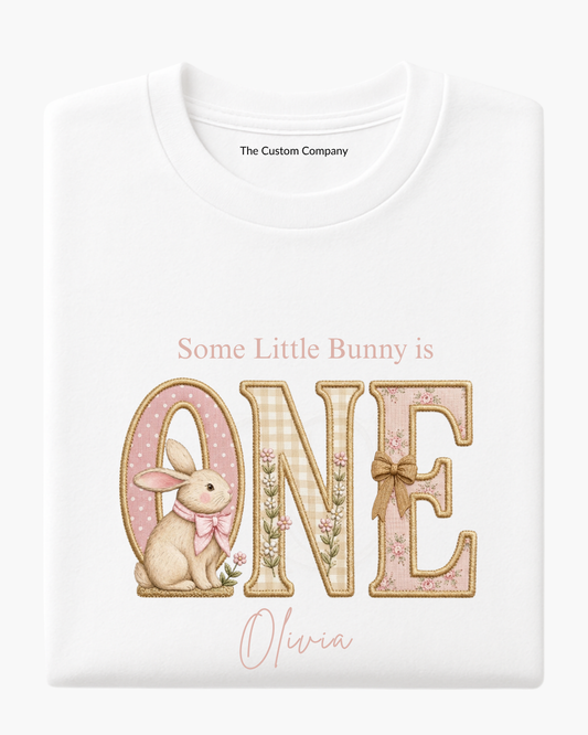 Personalised Bunny Birthday T-shirt | Embroidery Appliqué Design
