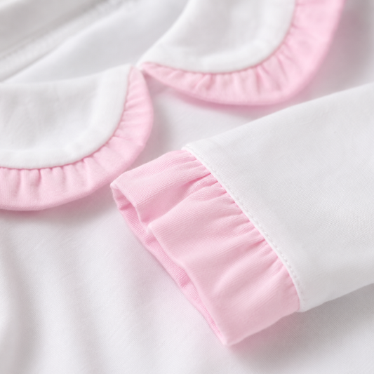 Pink Frill Childrens Personalised Cotton Pyjamas