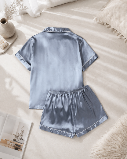 Adults Personalised Satin Short Pyjamas | Custom Bridal Party Pyjama Set | Bridesmaid, Bride & Wedding Morning Gift