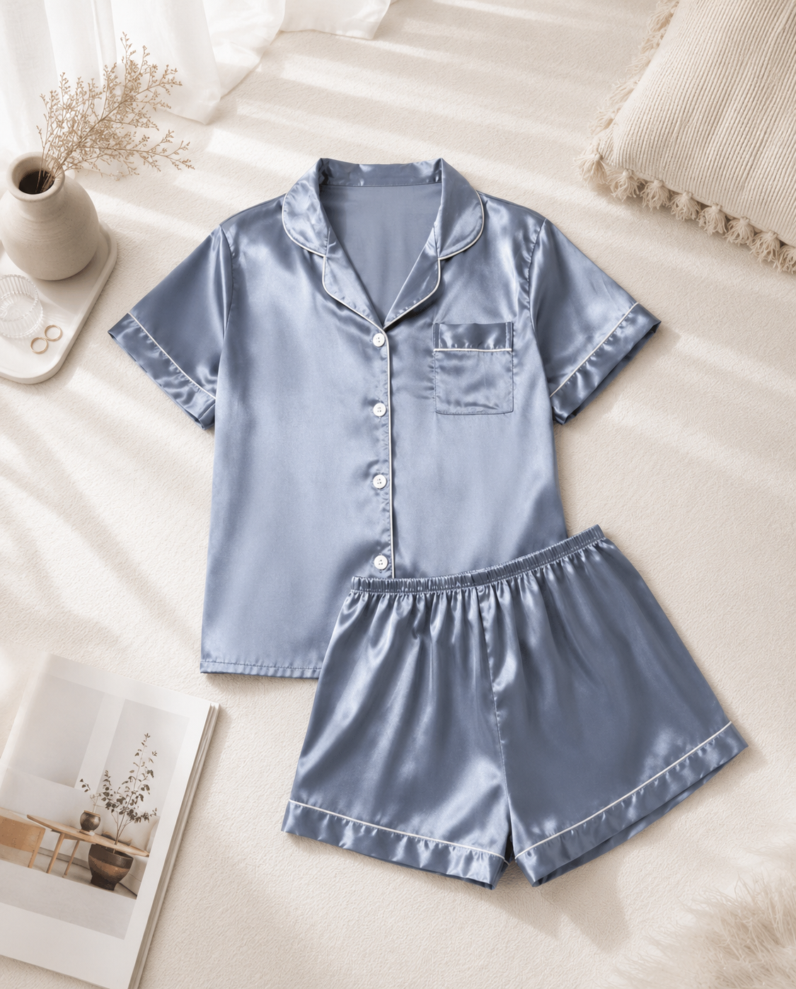 Adults Personalised Satin Short Pyjamas | Custom Bridal Party Pyjama Set | Bridesmaid, Bride & Wedding Morning Gift