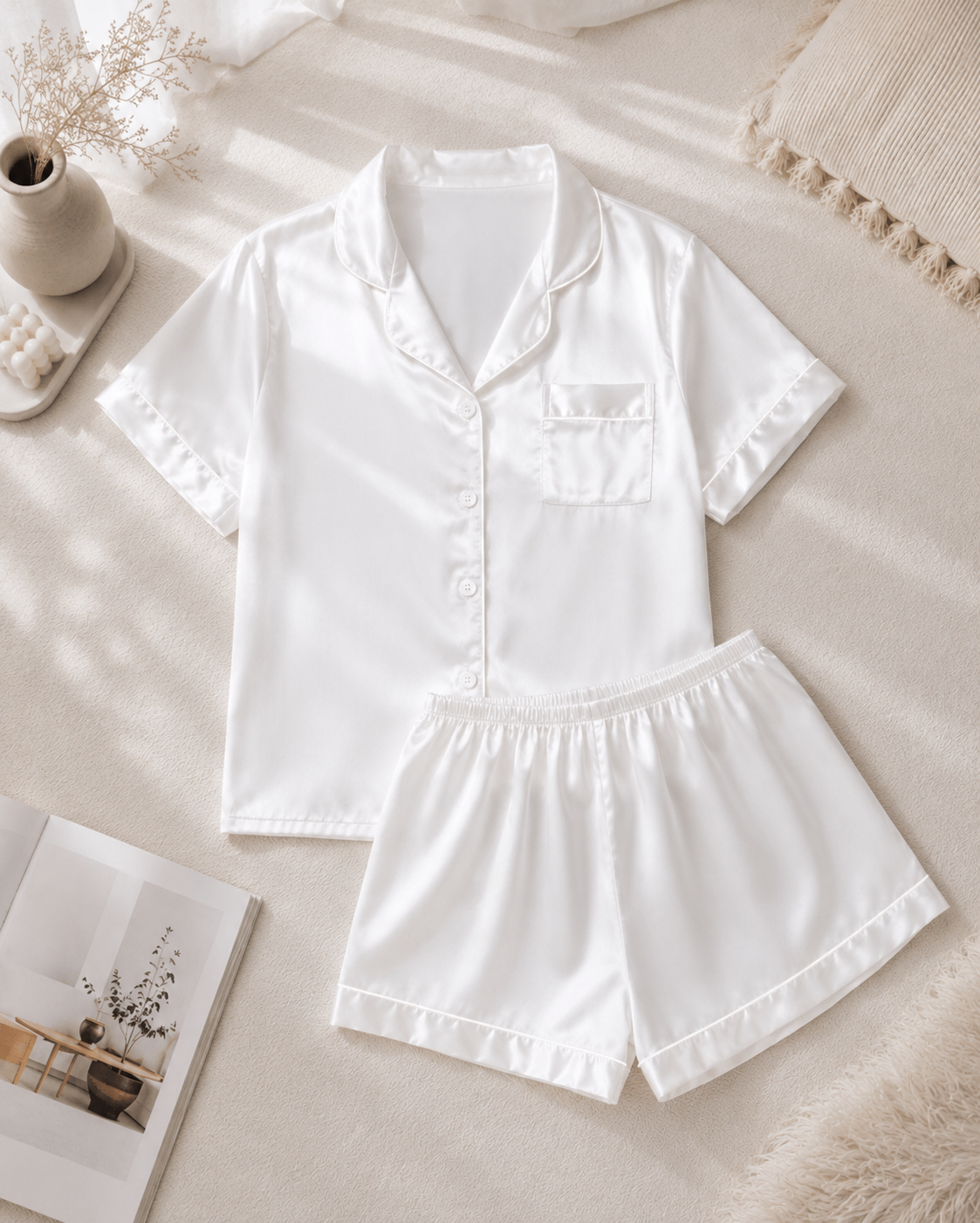 Adults Personalised Satin Short Pyjamas | Custom Bridal Party Pyjama Set | Bridesmaid, Bride & Wedding Morning Gift