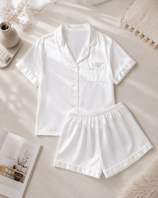 Adults Personalised Satin Short Pyjamas | Custom Bridal Party Pyjama Set