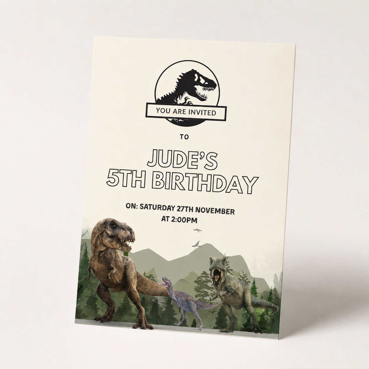 Personalised Dinosaur Birthday Invitations | Custom Printed Party Invites