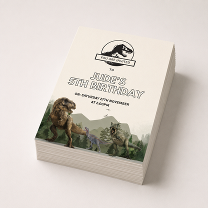 Personalised Dinosaur Birthday Invitations | Custom Printed Party Invites