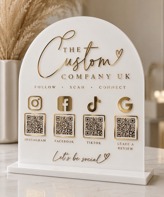Custom Acrylic Social Media & QR Code Business Sign