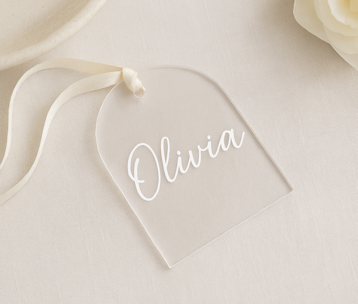Acrylic Wedding Guest Seating Tags | Custom Name Place Cards