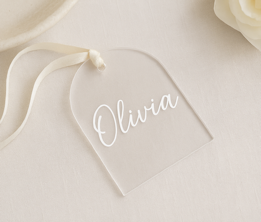Acrylic Wedding Guest Seating Tags | Custom Name Place Cards