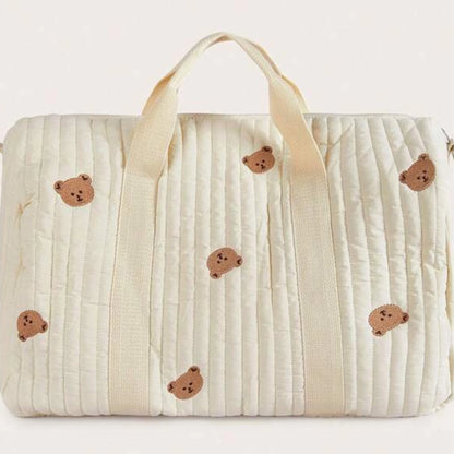 Personalised Hospital Bag – Embroidered Teddy Bear Print | Cotton Baby Changing Bag