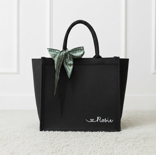 Personalised Black Canvas Tote Bag - Medium