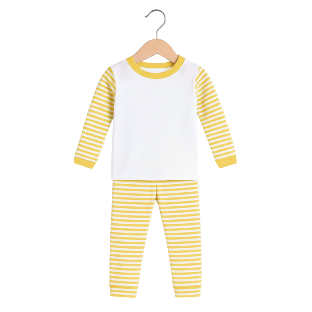 Personalised Childrens Pyjama’s - Create Your Own Design | Yellow Stripe