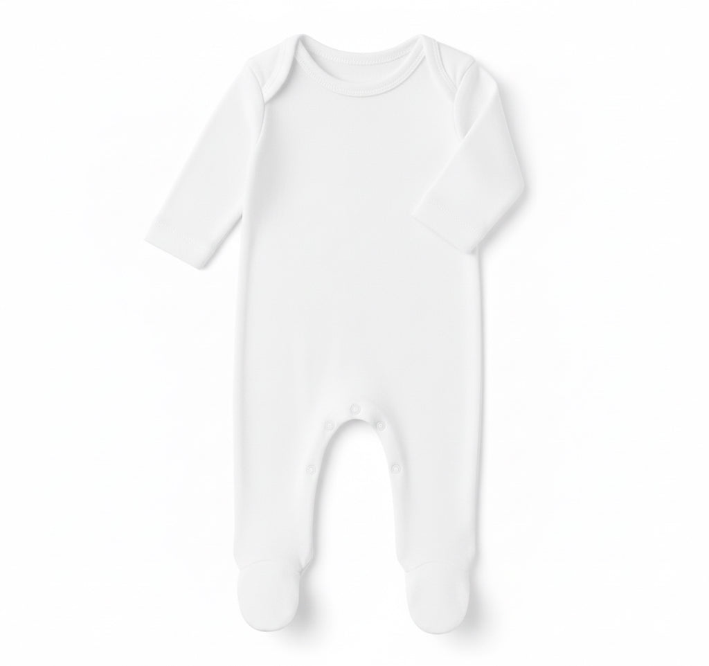 ersonalised baby sleepsuit in red with custom design — soft cotton personalised sleepwear by The Custom Company UK.