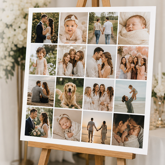 Personalised foam board photo collage display