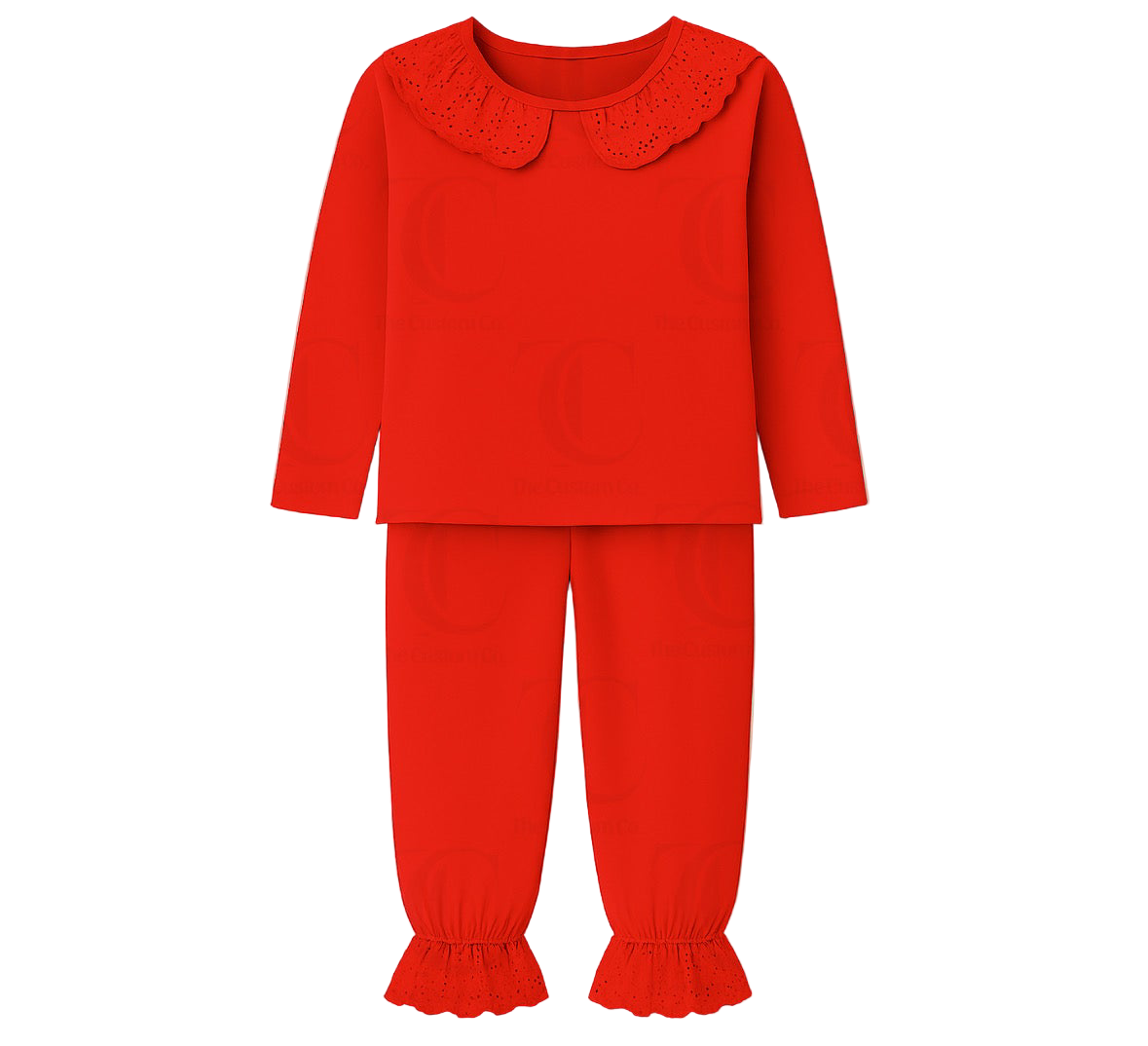 Children's Red Frilly Pyjamas – Cute Bear Design