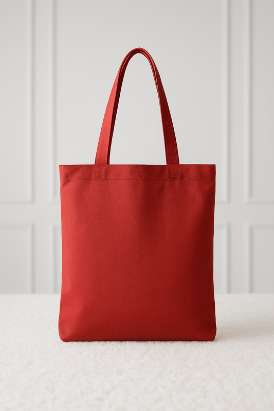 Red cotton tote bag for personalisation 