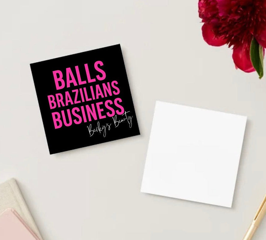 Square Custom Sticker with 'BALLS BRAZILIANS BUSINESS' text