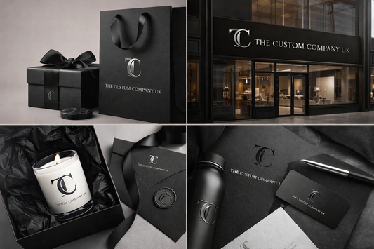 Company UK Branding displayed on promotional items