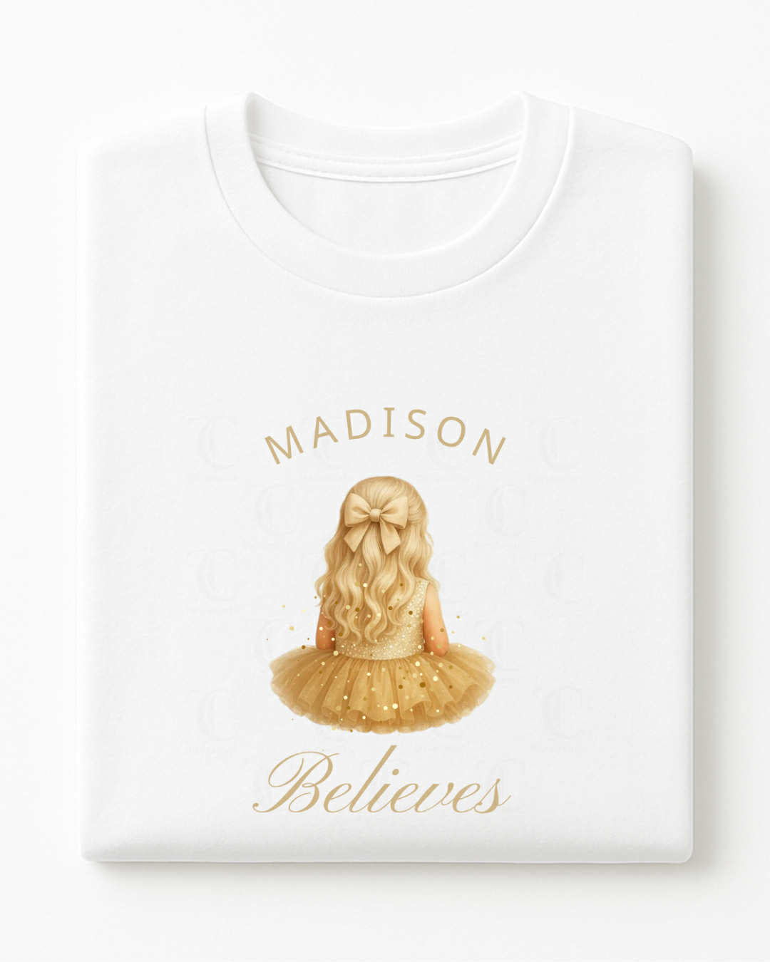 Personalised Little Girl's Christmas T-Shirt | Gold