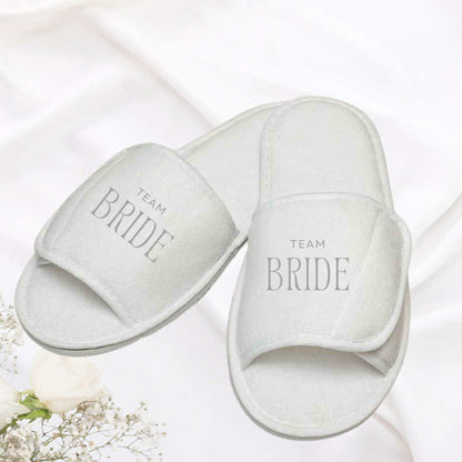 Personalised White Slippers - Bride/Bridesmaids Gifts