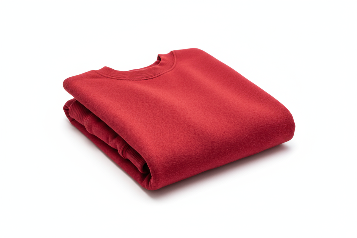 folded red sweatshirt